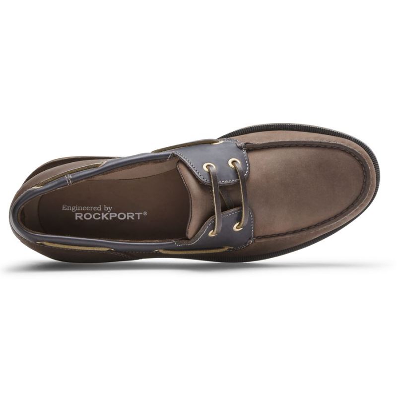 Sapato náutico masculino Rockport Perth - Chocolate/Casca