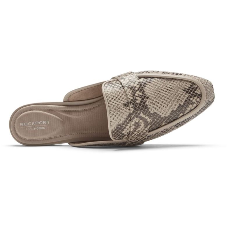 MOCASSINO FEMININO ROCKPORT TOTAL MOTION LAYLANI SLIDE - PELE DE COBRA TAUPE