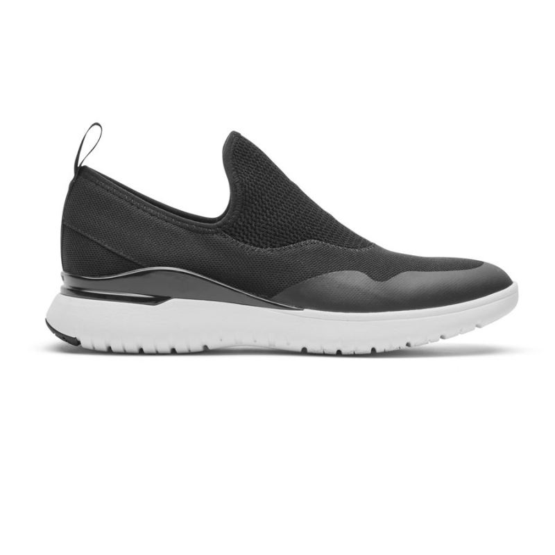 Tênis feminino Rockport Total Motion Sport Mesh Slip-on, preto ecológico.