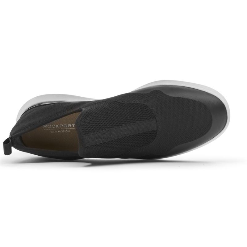 Tênis feminino Rockport Total Motion Sport Mesh Slip-on, preto ecológico.